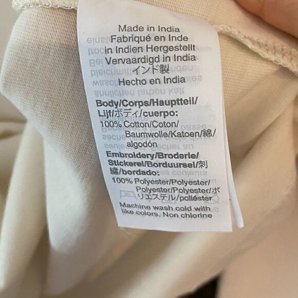 Madewell Sz XS Beige Tiered Eyelet Statement Long Sleeves Soft Cotton T-Shirt - Picture 5 of 6